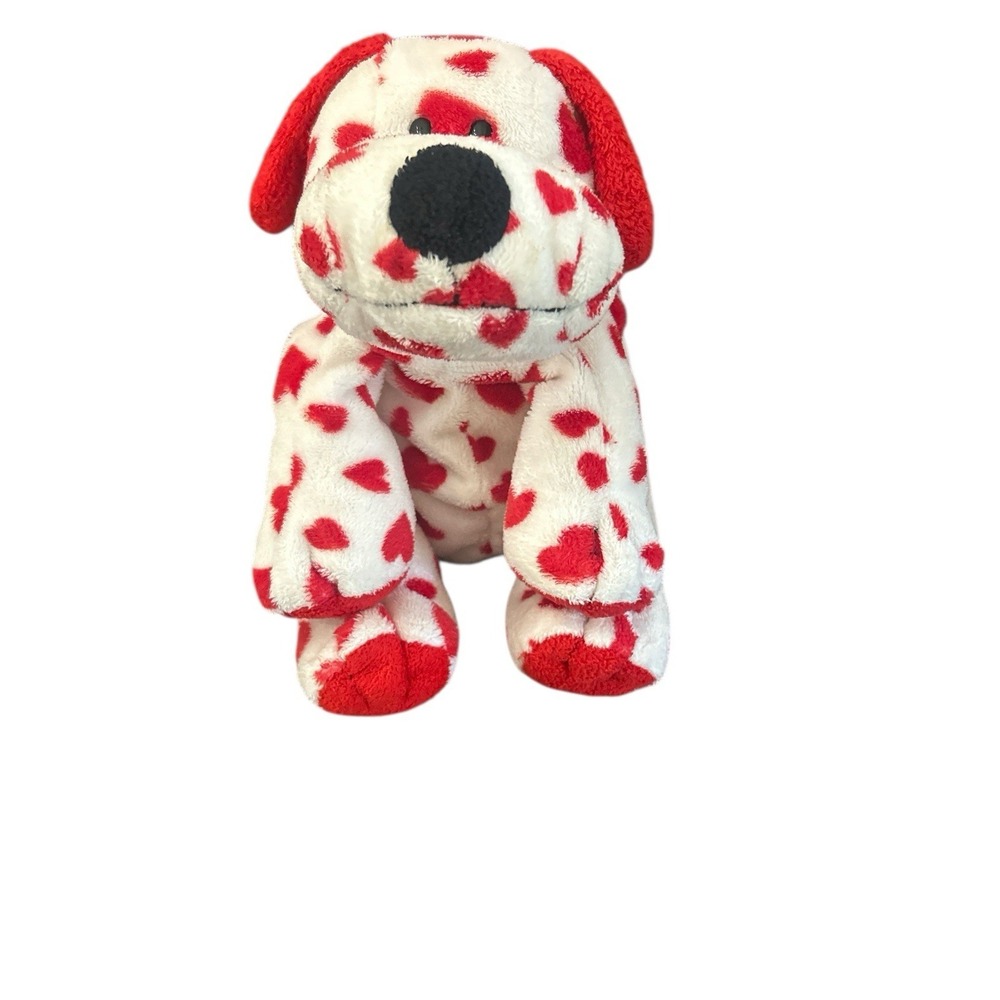 Ty Pluffies Tylux Sweetly Puppy Dog White‎ Red Hearts 10" Plush Stuffed 2006
